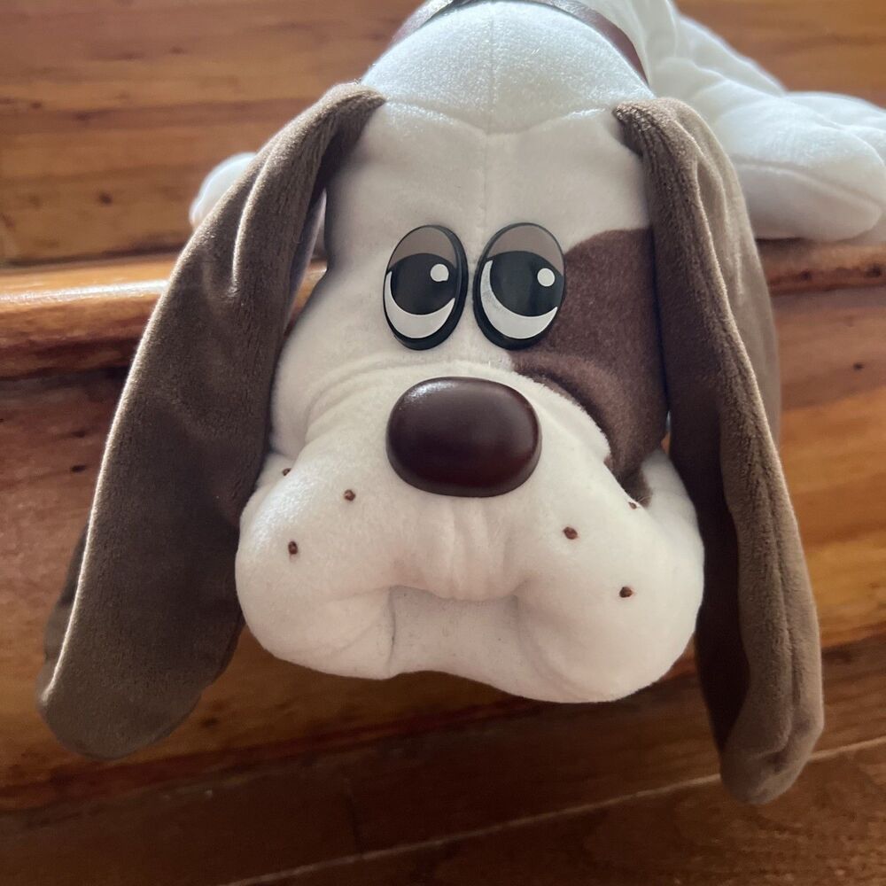 Vintage Nostalgia Pound Puppies Plush Brown White Spotted Dog Stuffed Toy 1985